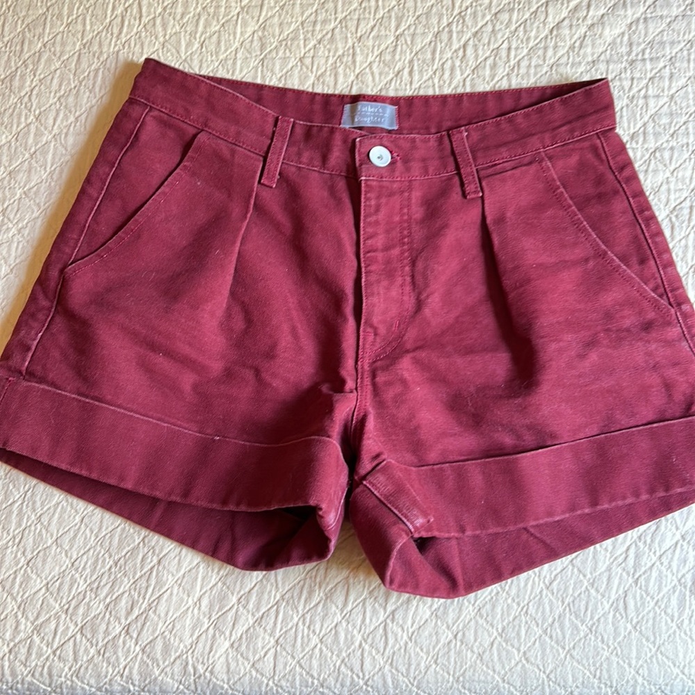 Father’s Daughter Brendan High Rise Short in Brick, USA Made, 100% Cotton, 28.